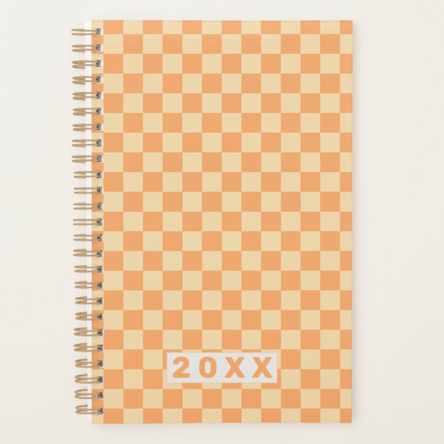 Agenda Xadrez Laranja Amarelo Retrô (Frente)