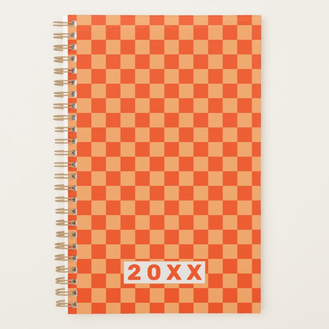 Agenda Xadrez Laranja Retro (Frente)