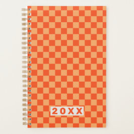 Agenda Xadrez Laranja Retro 2026