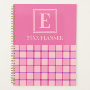 Agenda Xadrez Moderno Rosa Roxo Monograma Personalizado