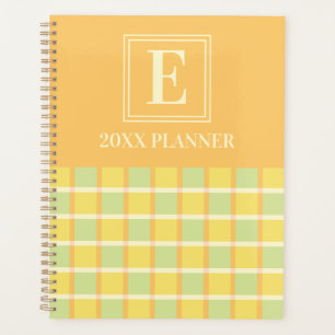 Agenda Xadrez moderno verde amarelo laranja Monograma per
