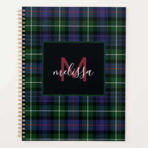 Agenda Xadrez Monograma MacKenzie Tartan Personalizada 20