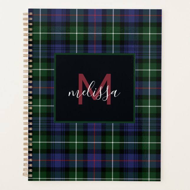Agenda Xadrez Monograma MacKenzie Tartan Personalizada 20 (Frente)