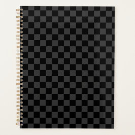 Agenda Xadrez Preto Cinza Quadriculado