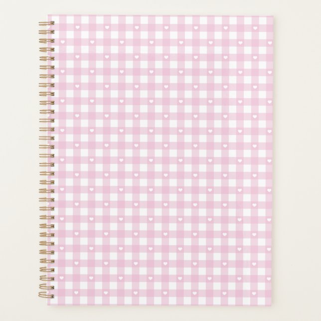 Agenda Xadrez Rosa Pastel (Frente)