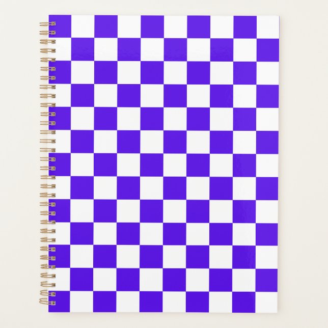 Agenda Xadrez roxo visual clássico (Frente)