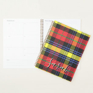 Agenda Xadrez Tarta Vermelho e Amarelo com Nome e Monogra