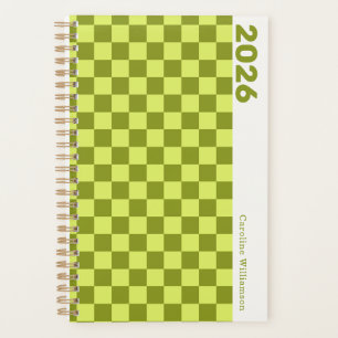 Agenda Xadrez Verde Oliva Lima Nome Personalizado