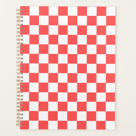 Agenda Xadrez vermelho coral clássico
