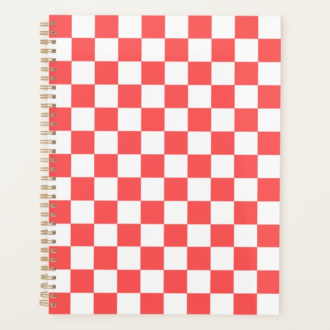 Agenda Xadrez vermelho coral clássico (Frente)