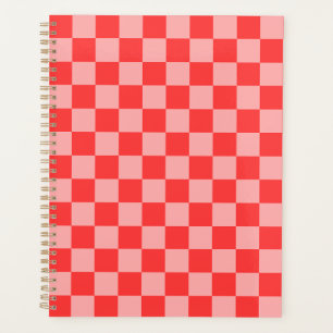 Agenda Xadrez Vermelho e Rosa Atraente