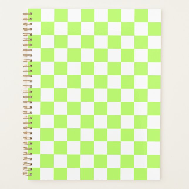 Agenda Xadrez visual clássico em verde-limão (Frente)
