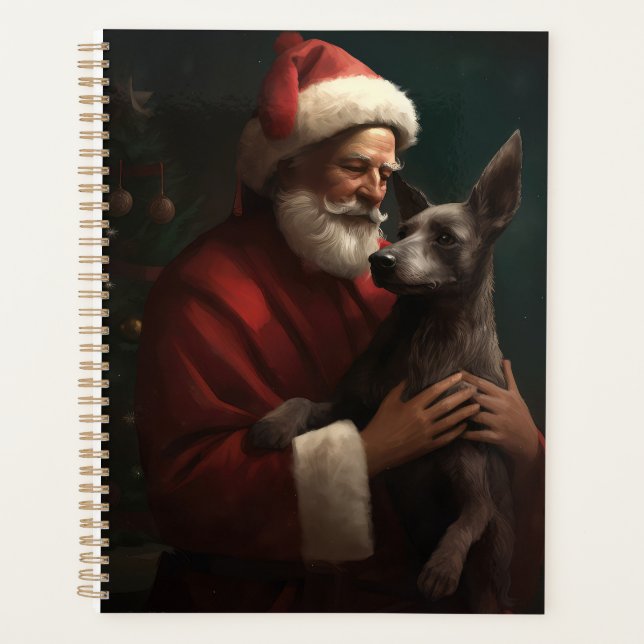 Agenda Xoloitzcuintli com Papai Noel Natal Festivo (Frente)