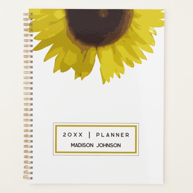 Agenda Yellow Sunflower Floral Custom Name 2026 (Frente)