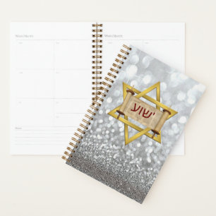 Agenda Yeshua Hebraico em Torah Scroll & Star de David