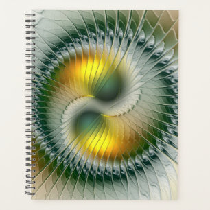 Agenda Yin Yang Verde Amarelo Abstrato Colorido Fractal