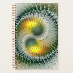 Agenda Yin Yang Verde Amarelo Abstrato Colorido Fractal