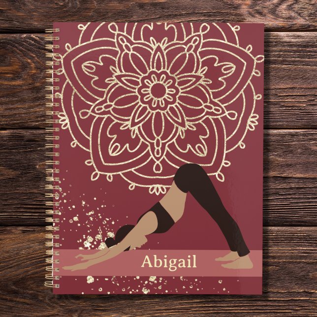 Agenda Yoga Girl Modern Mandala Magenta Dourada (Criador carregado)