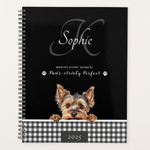 Agenda Yorkshire Terrier Black White Xadrez Personalizada