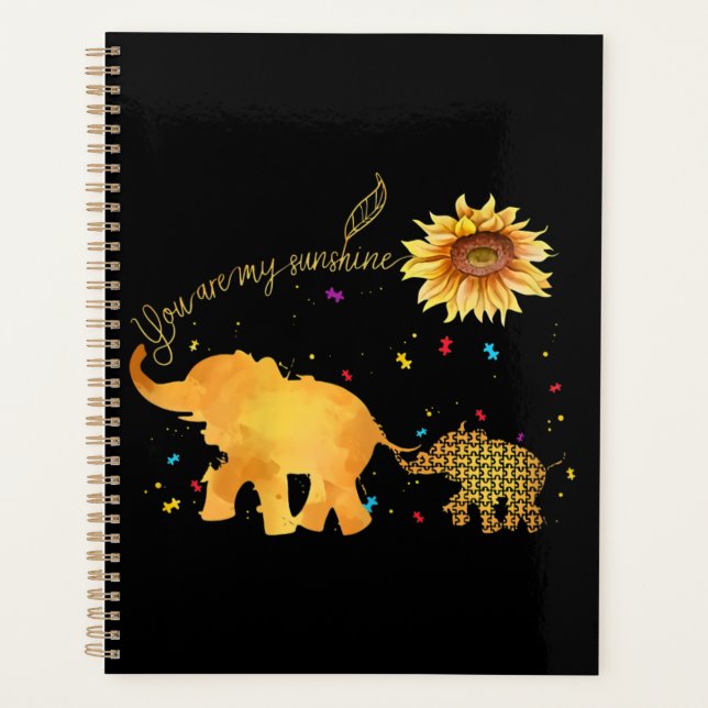 Agenda You Are My Sunshine Sunflower Elephant Autism (Frente)