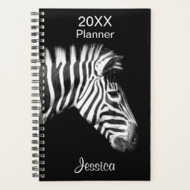 Agenda Zebra em preto e branco, nome personalizado