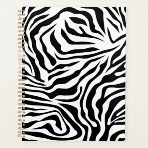 Agenda Zebra Stripes Impressão Animal Selvagem Preta E B