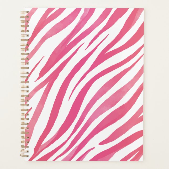 Agenda Zebra Stripes Pink - Impressão Animal Selvagem Ros (Frente)