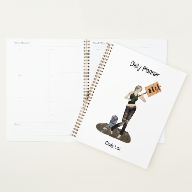 Agenda Zombie Pin Up Girl Protest II Daily Planner (Exibição)