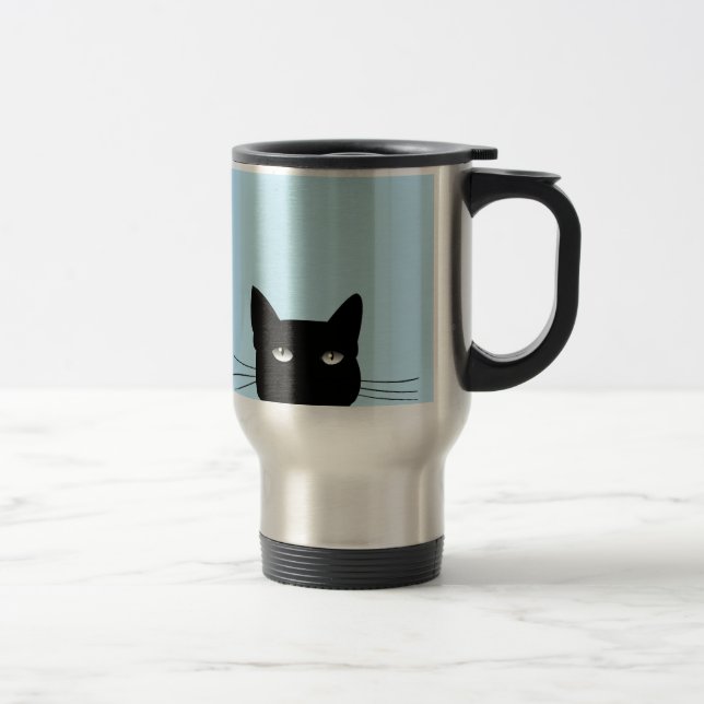 AGITANDO CANECA DE VIAGEM DE CAFÉ DE GATO PRETO (Direita)