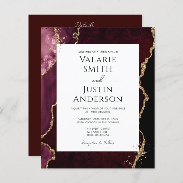 Agite de Borgonha Casamento Tudo em Um (Frente/Verso)