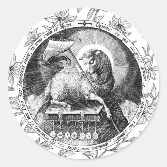 Agnus Dei Cordeiro de Deus Adesivo Redondo  (Frente)