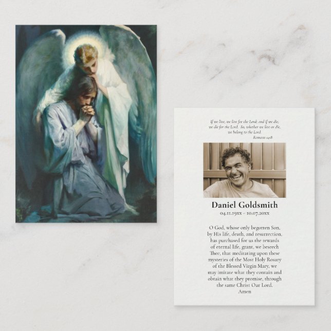 Agonia no Cartão de Oração Funeral do Jardim (Frente/Verso)