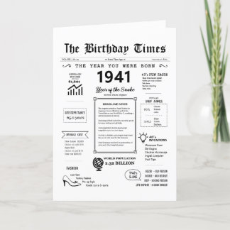 Agradecimento 1941 O Ano Em Que Era Nascer Cartão De Aniversário