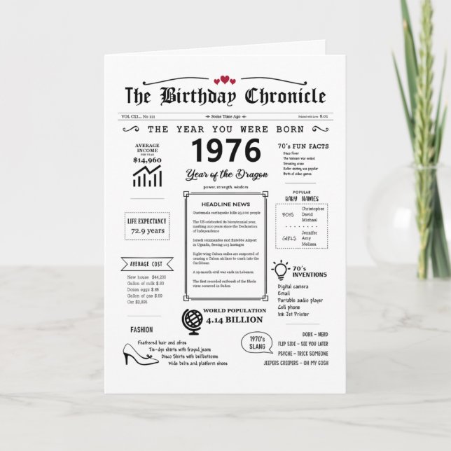 Agradecimento 1976 O Ano Em Que Era Nascer Cartão De Aniversário (Frente)