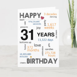 Agradecimento 31º Cartão de Aniversário