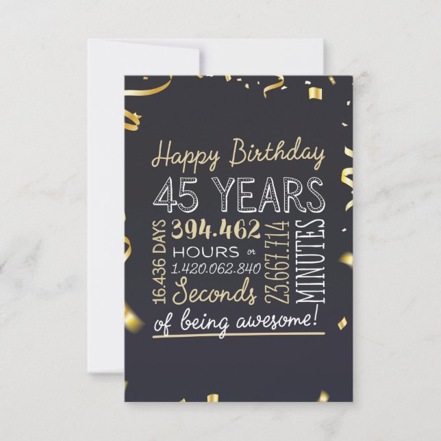 Agradecimento 45º Cartão de Aniversário - 45 anos de ser incríve (Frente)