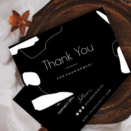 Agradecimento Abstrato Preto e Branco Obrigado Cartão de visita