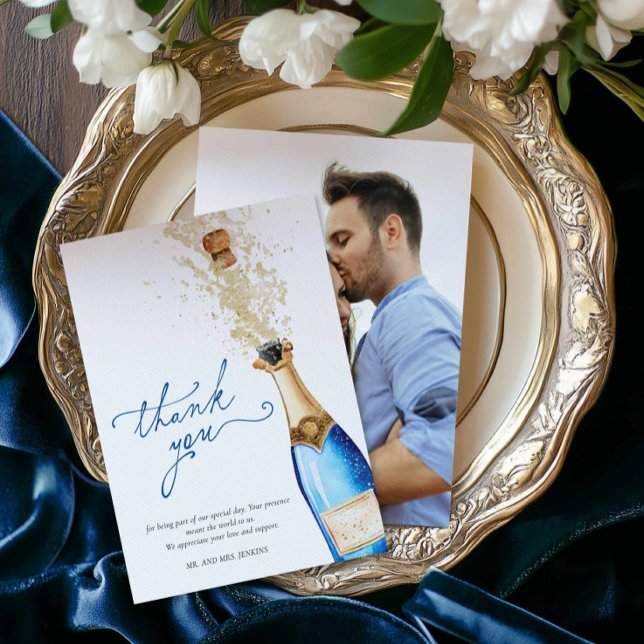 Agradecimento Algo Azul Antes de Eu Fazer o Cartão de Agradecime (Something Blue Before I do Photo Thank you card)