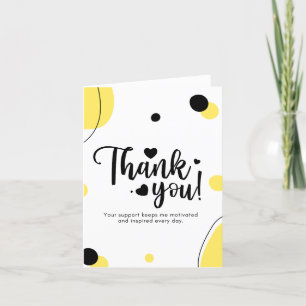Agradecimento Amarelo e Preto Obrigado Cartão de Saudação