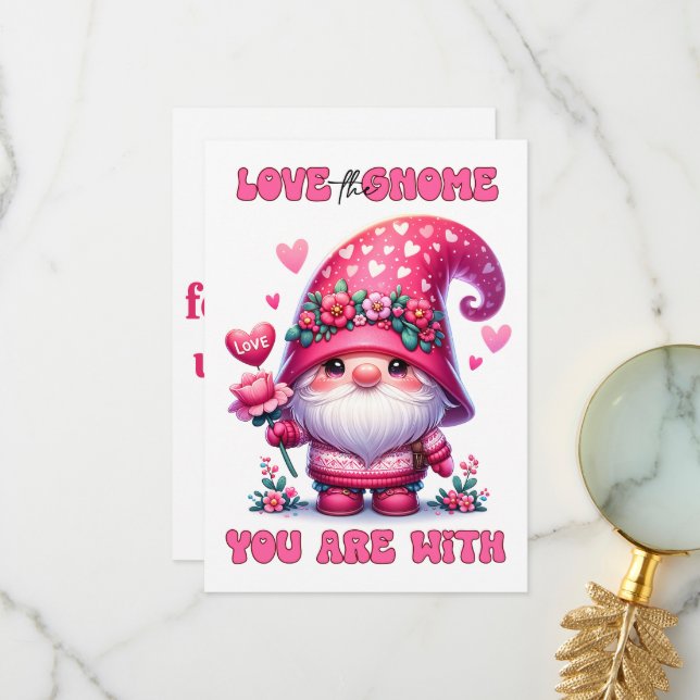 Agradecimento Ame O Gnomo Que Você Está Com - Cartão De Dia de o (Frente/Verso In Situ)