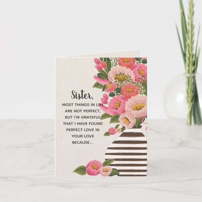 Agradecimento Amor Perfeito Na Sua Irmã De Cartão De Dia de as m (Frente)