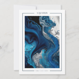 Agradecimento Aquarius Marble Watercolor Zodiac - Cartão de Aniv