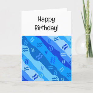 Agradecimento Aquarius Zodiac Stripes Cartão de Aniversário