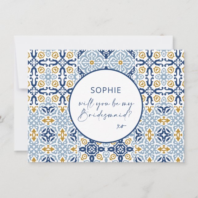 Agradecimento Azulejo Amalfi - Cartão de Proposta Amarelo de Bri (Frente)