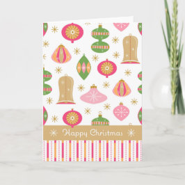 Agradecimento Balas Retro / Ornament Cartão de Natal - Rosa