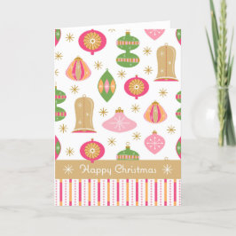 Agradecimento Balas Retro / Ornament Cartão de Natal - Rosa