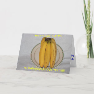AGRADECIMENTO BANANAS SOBRE O CARTÃO DE ANIVERSÁRIO