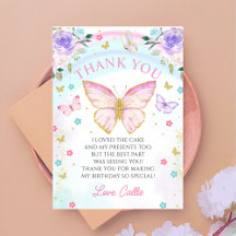 Beijos de borboleta Menina Cartão de Aniversário d