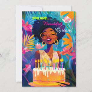 Agradecimento Belo Cartão de Aniversário da Rainha Negra