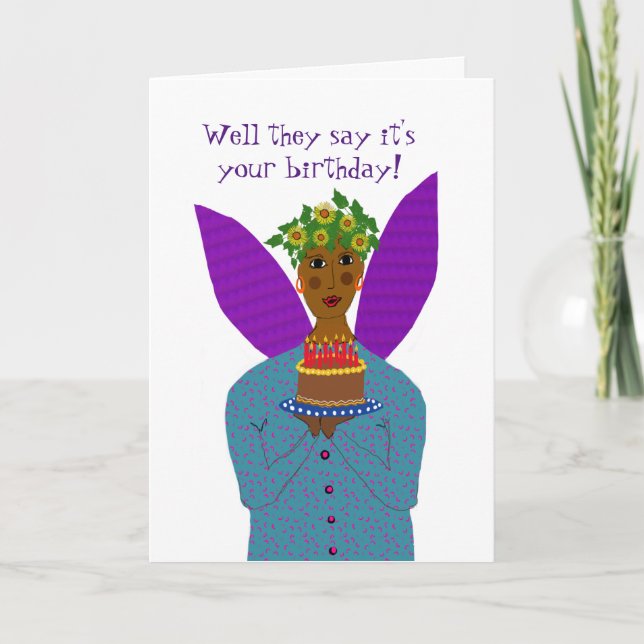 Agradecimento Black Birthday Angel traz um cartão de bolo (Frente)